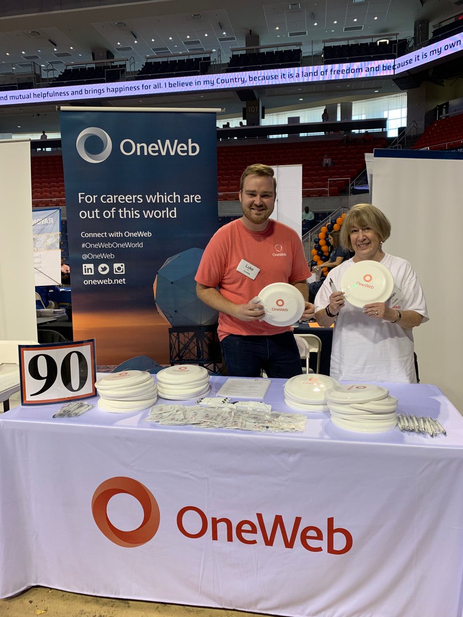 EutelsatGroup's tweet photo. Saturday might be all about the Aggies, but today we’re looking for #WarEagles at the @AuburnU Engineering &amp; Technology Fair. If you haven’t met the OneWeb team yet, come find us at  Auburn Arena Booth #90 for some awesome OneWeb swag. #AdvancingAlabama https://t.co/169S4G0cC6