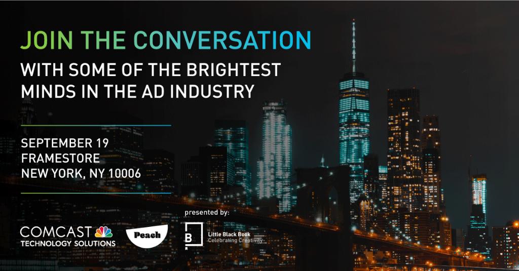 ComcastTechSoln's tweet photo. Youโre invited! ๐จ Join us alongside @peach_video for a conversation and networking event with some of the brightest minds in the ad industry. Reserve your seat today: https://t.co/hBxUJKFByp #advertunity https://t.co/C06MkfXYui