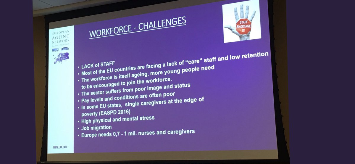 DrDMacaskill's tweet photo. Amazing how consonant the #workforce challenges we are facing in #socialcare in #Scotland are with the European ones presented by @eahsaeu at #thisislongtermcare @GlobalAgeing https://t.co/svLUvt0Fw5