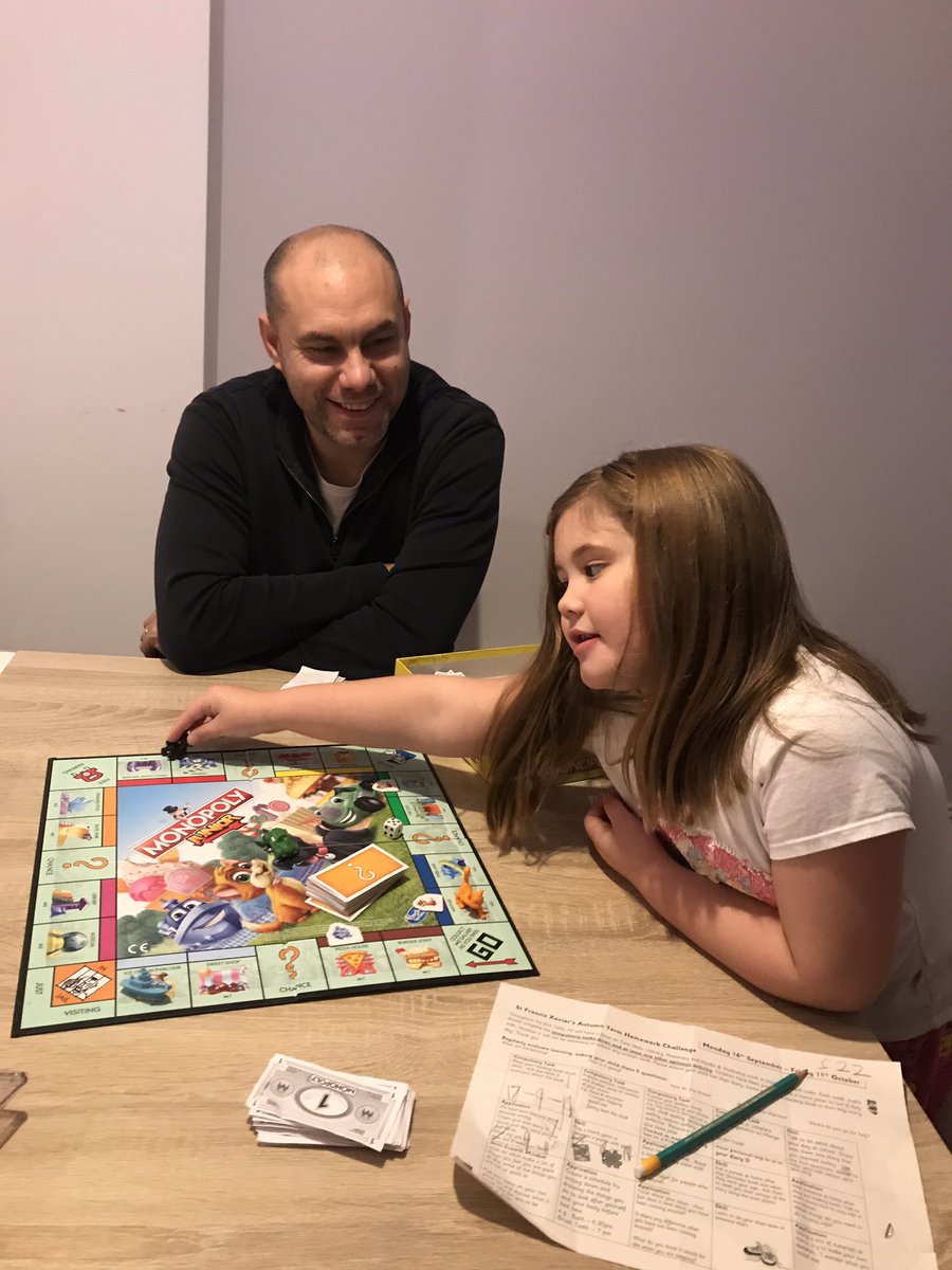 DonoghueAndCo's tweet photo. Lucy D completing her skill homework task playing a fun game with the family @stfrancisp2 #school #homework #Monopoly #dadsfav https://t.co/LDbFyhKFGv