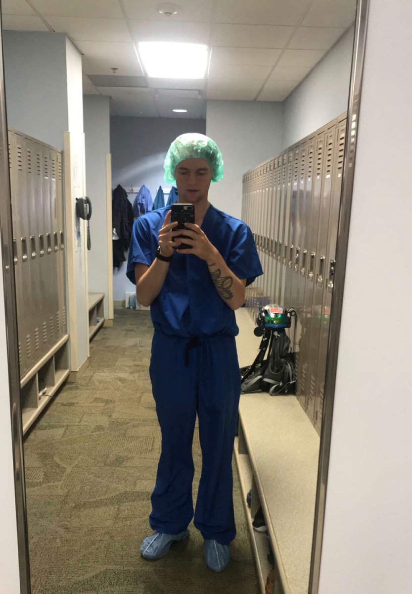 CulverMAT's tweet photo. @CSC1853 Master AT students Thomas Greene & Deionna Mendez, took part in a surgical observation at Columbia Ortho. Students can see the entire continuum of care, engage in inter-professional practice, and see new areas in Athletic Training. Want to be a WildcAT? #ApplyCulverMAT https://t.co/838u6Aluoq