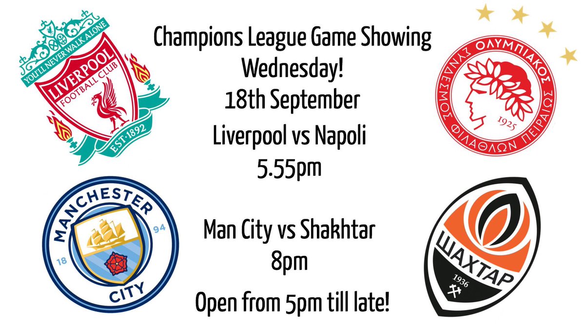 HoppilyUK's tweet photo. While it’s half time, you might want to know that we’re showing BOTH games tomorrow with English teams! That’s @SpursOfficial vs Olympiacos at 5.55pm and @ManCity vs Shakhtar at 8pm! 

#ChampionsLeague #Leighonsea #craftbeer #beerlounge #thingstodoinleigh #thingstodoinsouthend https://t.co/SX2M6EZXBT