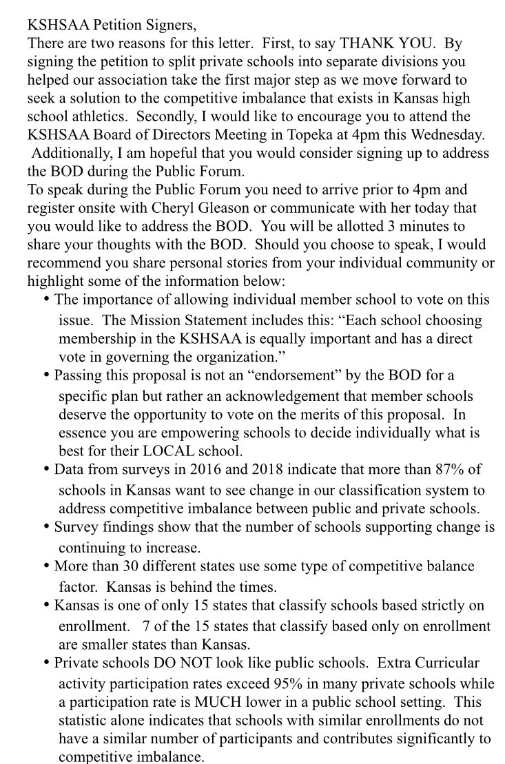 andysportscribe's tweet image. Paola principal Jeff Hines recently sent an email out concerning the Board of Directors vote tomorrow and the Frontier League’s proposal to separate public and private schools.