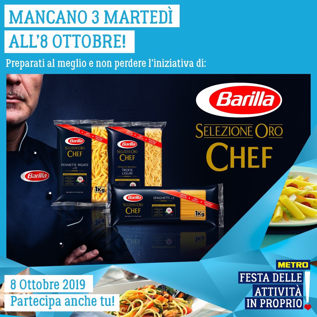 La tua Professionalità è Oro, per questo <a href="/Barilla/">Barilla</a> sostiene la Festa delle Attività in Proprio con la Selezione Oro Chef, una pasta di semola gustosa e sempre al dente, per preparazioni sempre al top! Scopri di più: bit.ly/Barilla_Selezi… #loveownbusiness