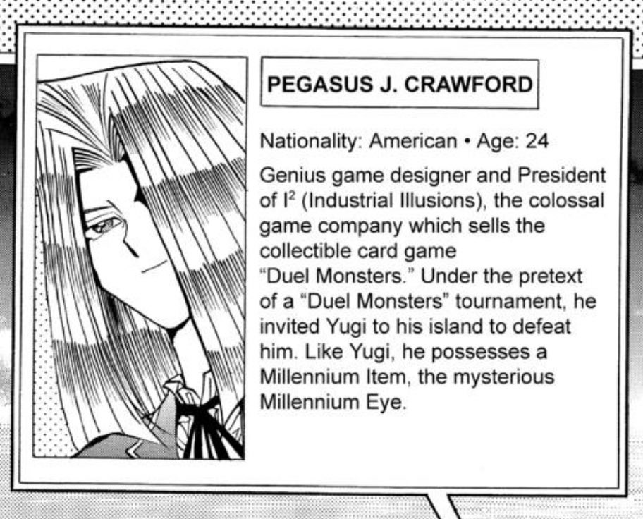 The most surprising part of the original Yu-Gi-Oh! manga is that Pegasus is ONLY 24 years old.