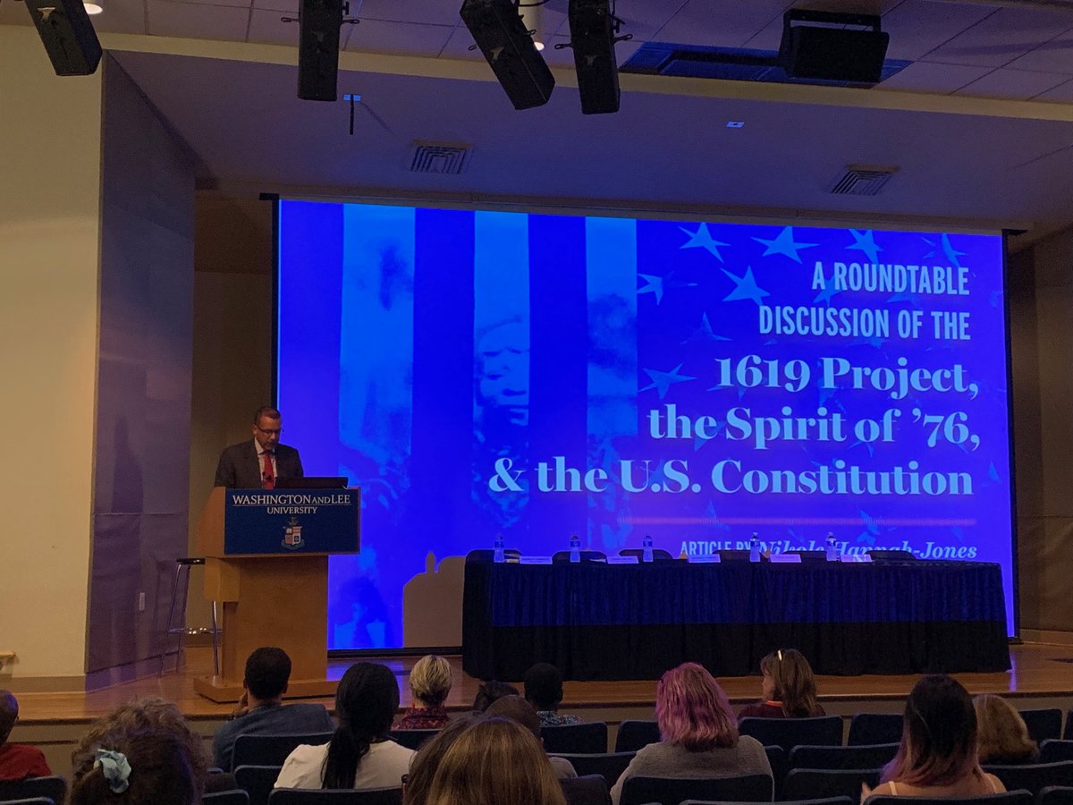 MarcConner1's tweet photo. W&amp;L panel on the 1619 project to commemorate and engage Constitution Day. An exemplary discussion of the complexity of America’s founding. https://t.co/mqyaCA19qM
