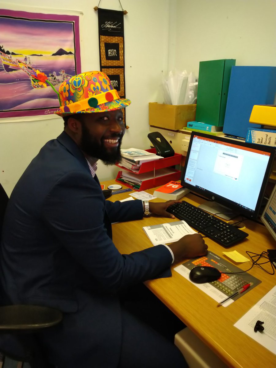 AlisonAEdwards's tweet photo. The lovely @notinthemood25 has got his thinking hat on. Well actually it's his #msopww @medway_pharmacy hat from two years ago that we still reminisce about 🤔🤣 Just wondering how many returning students and @msopalumni  are remembering their own #MSOPWW with us 😊 https://t.co/HAMr3k8NXL