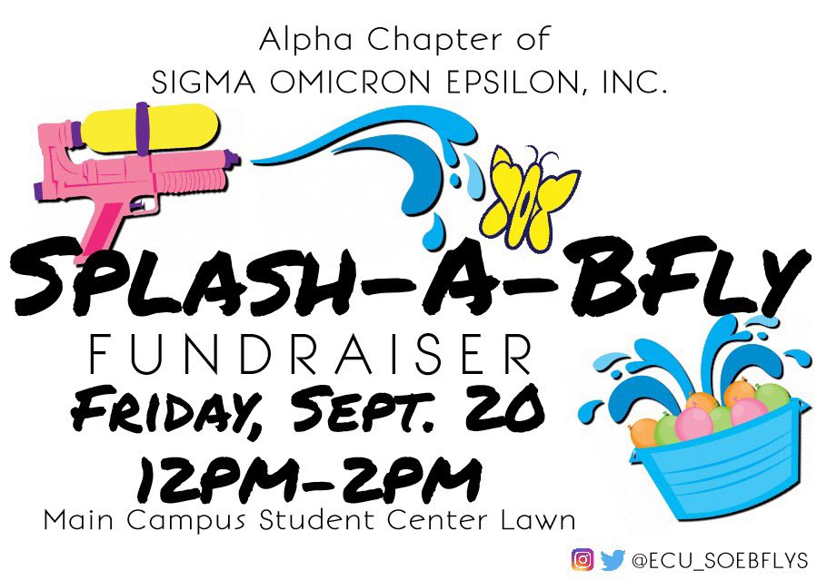 Come out &amp; Join US 
on Friday Sept. 20th 12-2 MSC lawn 
Splash a lovely bfly 🦋 
Everyone is welcome to join in on the fun. 

*Water guns 🔫and water balloons provided*