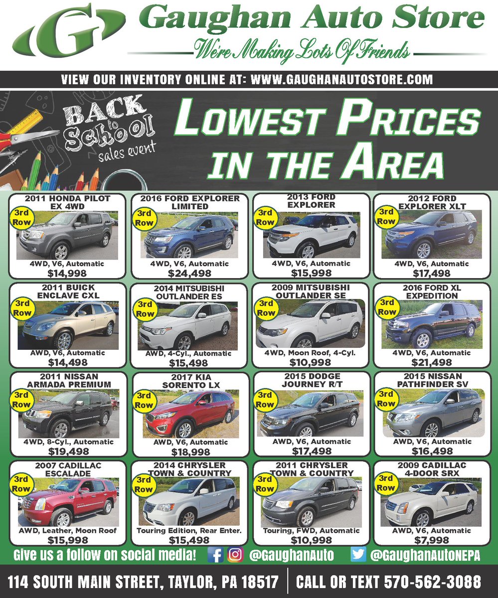 gaughanautonepa's tweet image. Need a vehicle with 3rd row seating?  We have you covered.  Check out our ad in this weeks PAPER SHOP!
#thirdrowseating #takethefamily #wehavewhatyouneed
gaughanautostore.com