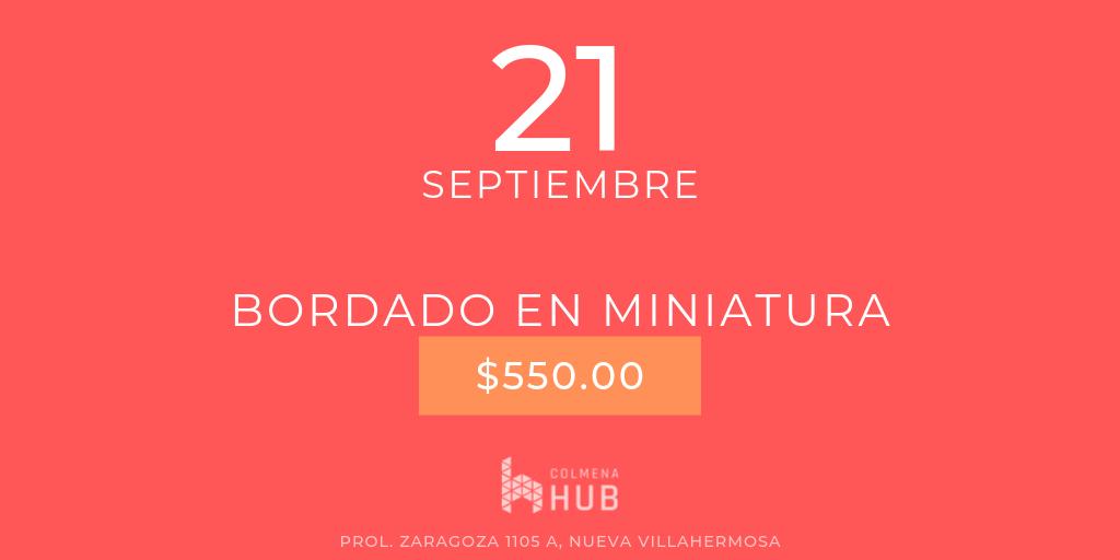 colmenahub's tweet photo. Amigas, amigos aparten sus lugares para aprender con Judith Jiménez a realizar bordados en miniatura. Crea un lindo regalo o un accesorio propio. #ColmenaHub https://t.co/D5ZuDHpNuS