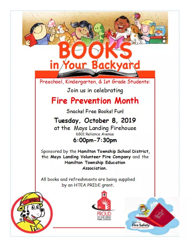 ShanerSchool's tweet photo. 📚Join us for our first Books in Your Backyard event. This event will take place at the Mays Landing Fire Department from 6-7:30🚒 https://t.co/kyy1DUpEmx