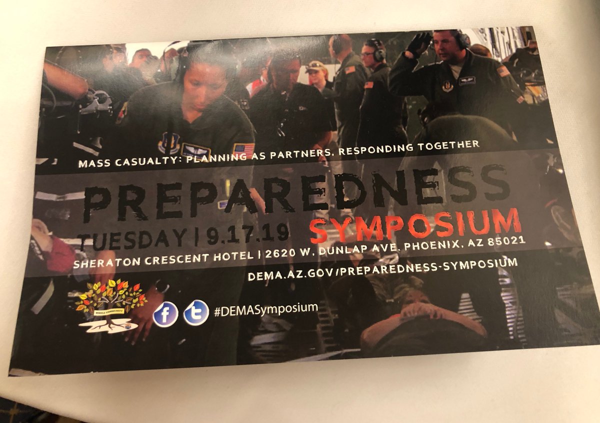 ArizonaVOAD's tweet photo. Many of our AZVOAD members are attending the 2019 @ArizonaDEMA's Preparedness Symposium today. This morning we had the opportunity to hear and lean from Deputy Fire Chief from Clark County regarding their Vegas response. #DEMASymposium #prepare #WholeCommunity https://t.co/mIa3eemLg0