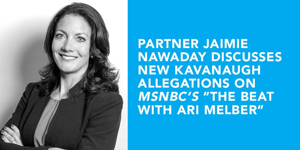 KelleyDrye's tweet image. Partner @NawadayJaimie appeared on @TheBeatWithAri on @MSNBC to discuss the new allegations against Kavanaugh and calls for his impeachment. Watch the full clip: bit.ly/2lWkrT9 #KavanaughImpeachment #legalanalysis