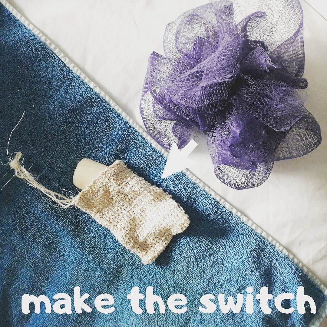 Next time you need to replace an item, consider how it ends its life.  The pladtic loofah will be sitting, floating or buried on our earth longer than your bones! #plasticfree #zerowaste