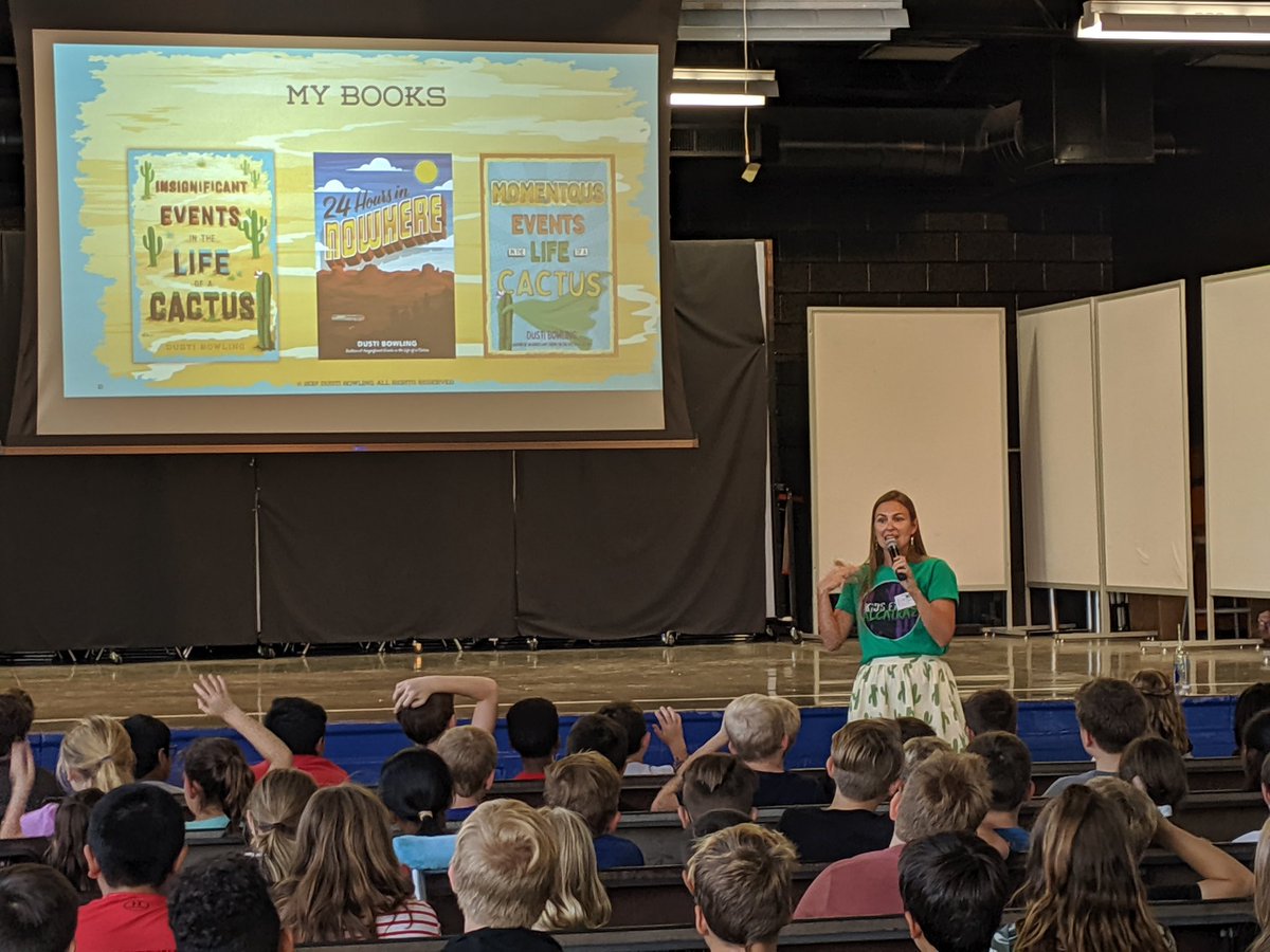 Author @Dusti_Bowling  visiting @SummitSchoolAhw to discuss her new book being released today, Momentous Events in the Life of a Cactus @MrBSummit #authorvisit #books #author #ArizonaAuthor #Arizona #MomentousEvents