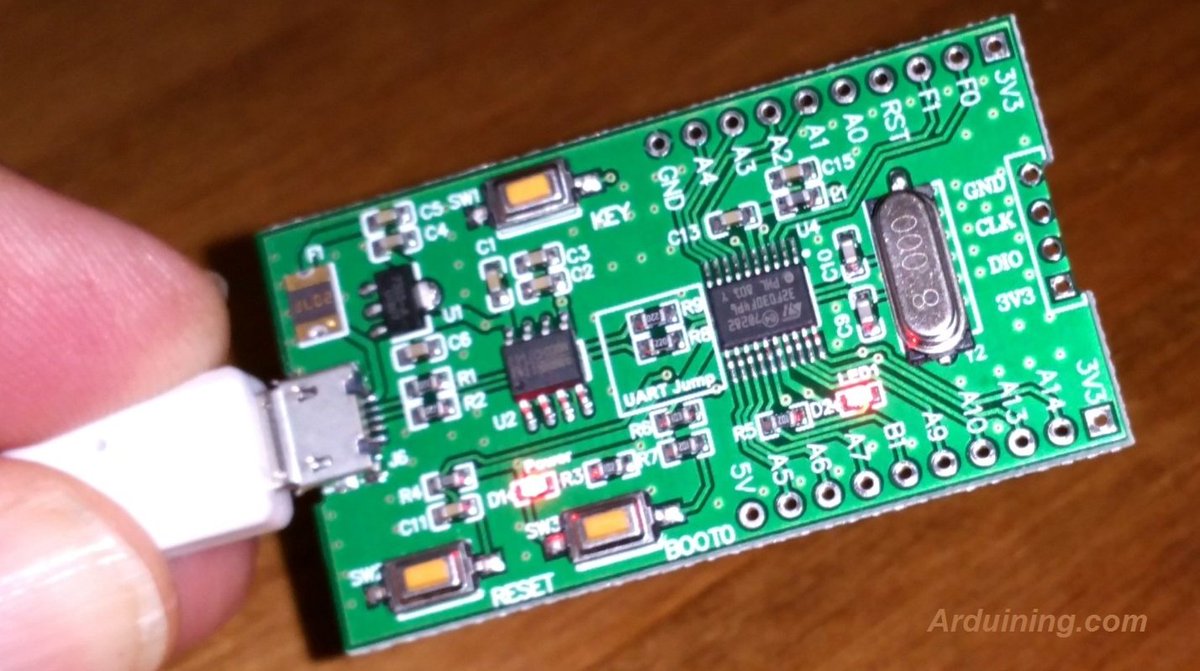 Arduining's tweet image. @make @arduino @ST_World @ARMCommunity @ARMEmbedded I like this mini #ARM development board with serial programing. Supported as STM32 core (official) for Arduino IDE. #STM32F030F4P6 on board.