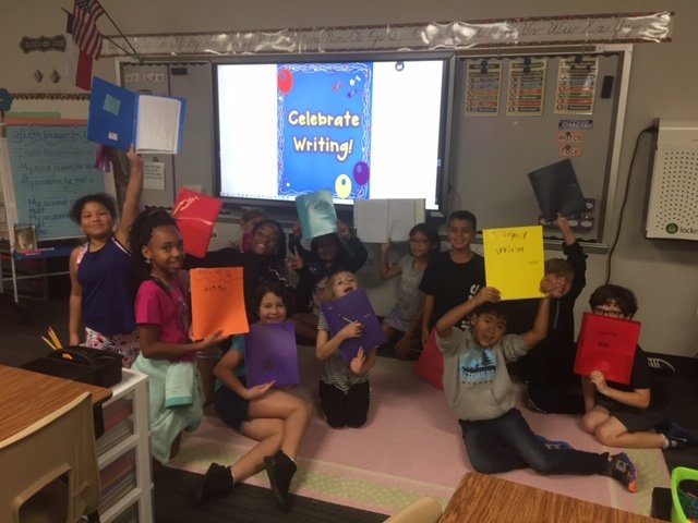 ChristaGoodell's tweet photo. Writing celebrations in our room today with music &amp; positive peer feedback!  #loveclp @jaminelson8 https://t.co/H4oKXeLTMF
