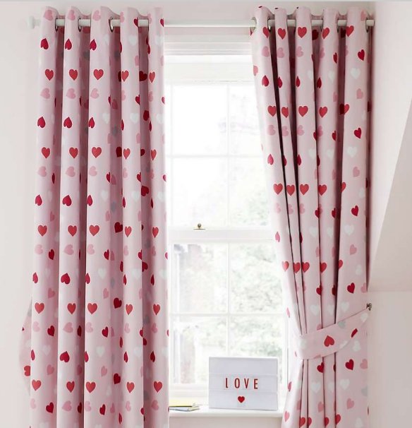 SlimToConceive's tweet photo. Here are the curtains I no longer have use for. Fab for a nursery or little lady's room. In imaculate condition bought from Dunelm, Loveable Hearts Blackout Eyelet Curtains. W168 x D137cm (66 x 54"). £45 new, yours for £30 plus postage. Ono. Let me know if interested. https://t.co/mSlncIfbTu