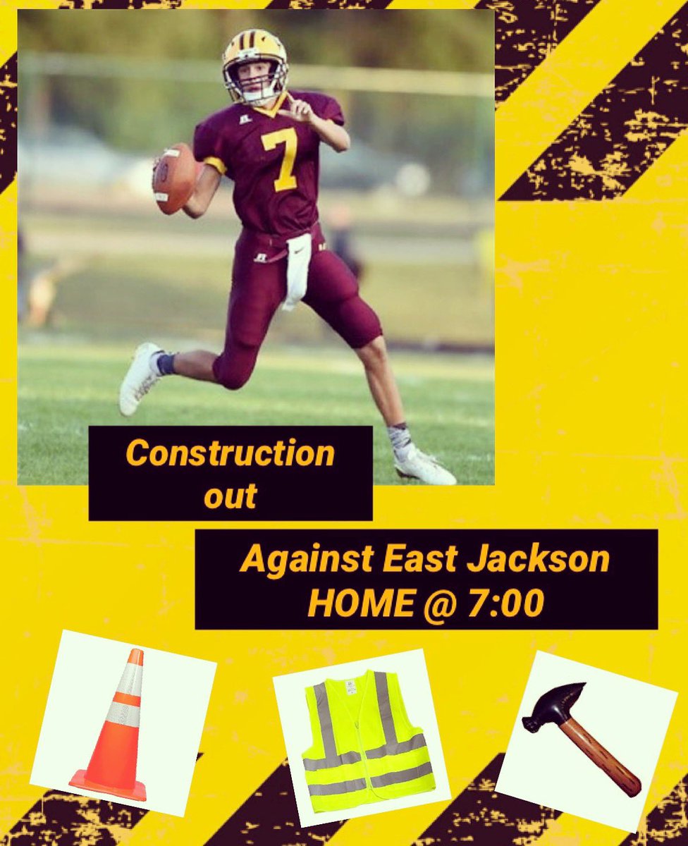 Maroon_Monsoon's tweet photo. 🚧Caution🚧 
High school students this week’s game is against East Jackson @ HOME. 7pm. The theme is Construction🛠⚙️⚠️  wear your neon vest, hard hat, and work pants and don’t forget your tools!
Danger🧰: REAL tools are not aloud!! https://t.co/BW4py8FrXm