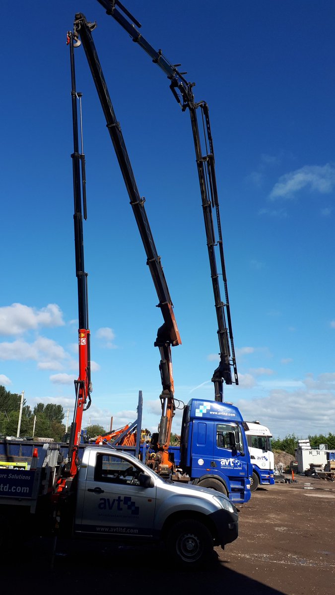avtservicesltd's tweet photo. #threeamigos together for insurance inspection. Look good in the September sunshine. Any north west based operators looking for a challenging but rewarding job get in touch. Please RT. #cranes #hiab #pmcranes #fassicranes #lorryloader https://t.co/BPqtQD9mGW