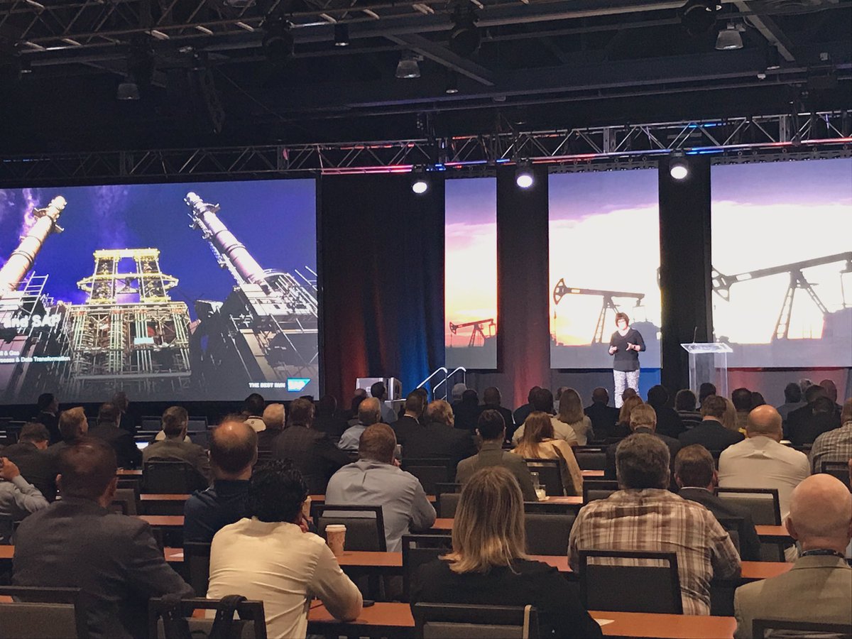 Angela Butler - VP of Process and Data Transformation at @Suncor, is on stage at #BPOG  sharing thoughts on driving a People-Focused, Data-Informed, Technology-Enabled Business. #oilandgas #SAP