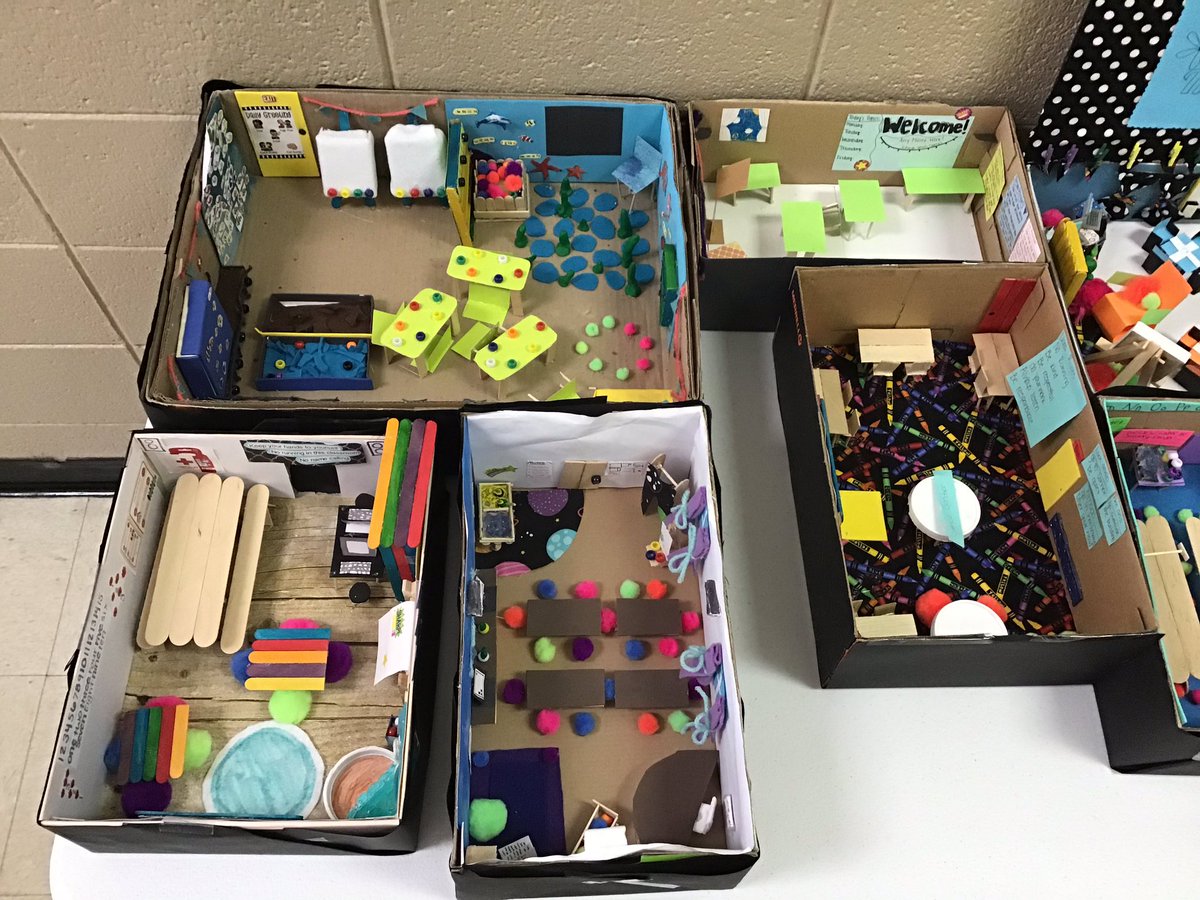 ATteach_train's tweet photo. Ss worked with a partner to create a “shoebox” classroom. They had to consider creative seating, learning centers, technology, classroom rules, &amp; safety plans. https://t.co/kTdPgUuCfe