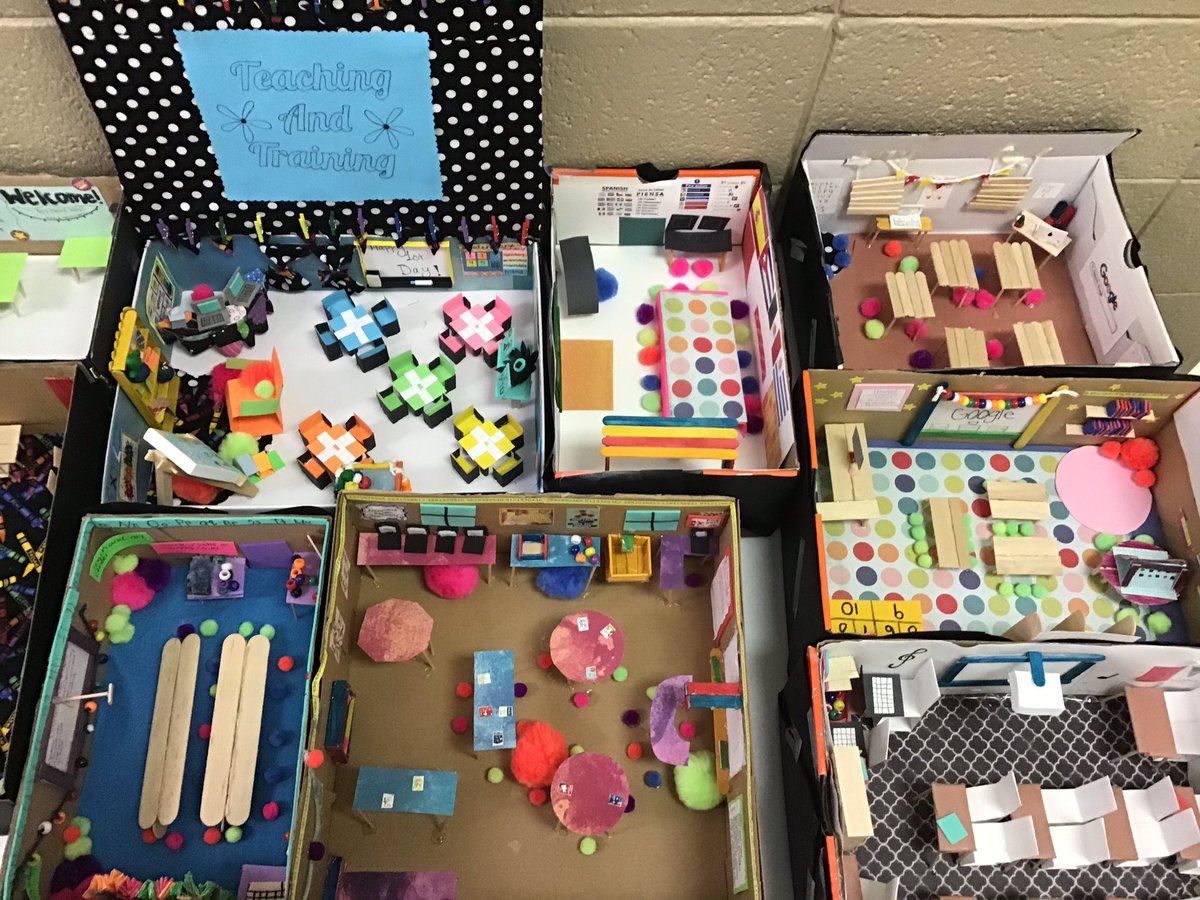 ATteach_train's tweet photo. Ss worked with a partner to create a “shoebox” classroom. They had to consider creative seating, learning centers, technology, classroom rules, &amp; safety plans. https://t.co/kTdPgUuCfe