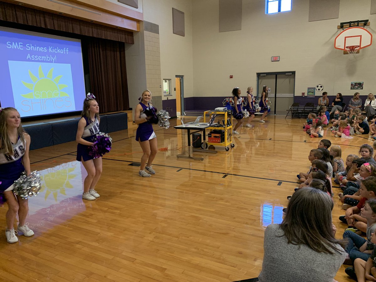 SMEPolarBears's tweet photo. SME Shines kickoff assembly today! Thank you to our NHS cheerleaders for coming! #TeamNorthern #SMEshines https://t.co/WLQFxRFJ5r