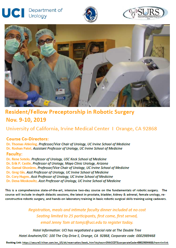 RalphVClayman's tweet photo. Hands-on cadaver lab. Meet the Xi robot. Tips &amp; tricks from world renowned robotic surgeons. Faculty dinner at Pelican Hill Resort. $400 travel stipend.  Lastly, 2-day free robotic surgery course! @IntuitiveSurg @auawest @ChandruSundara2 @Endo_Society https://t.co/V9kifKS6E2