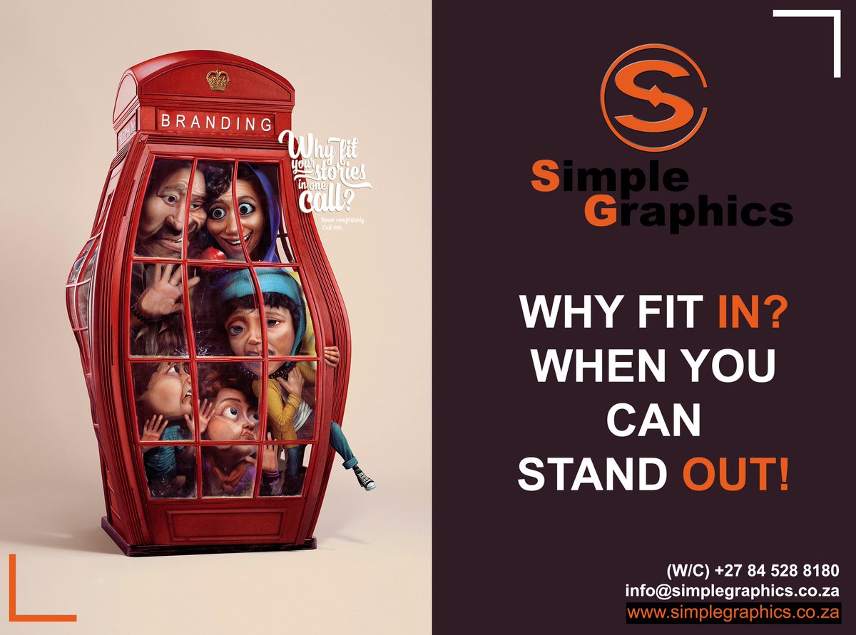 Why fit IN? When you can stand out? Get the best Branding marketing and web services around for your brand today.  simplegraphics.co.za #whysettle