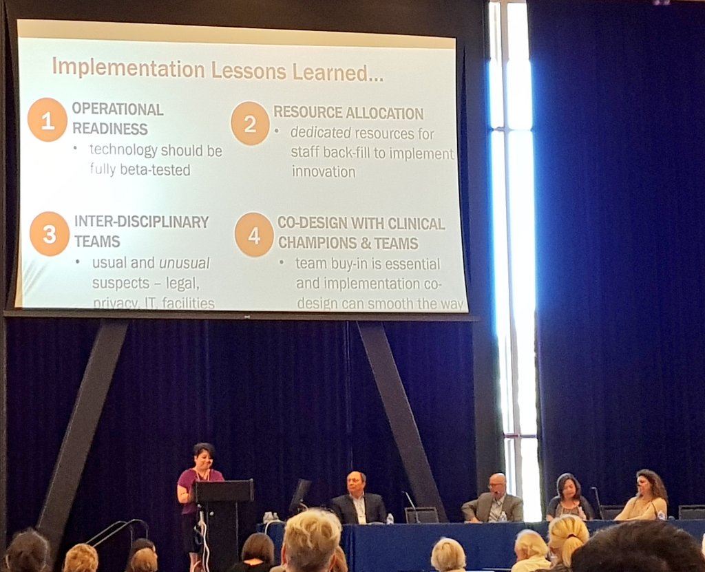 HealthcareWen's tweet photo. Important lessons from #implentation of applied research & innovation:
* The technology needs to be READY (Yasss!)
* Dedicate STAFF to work on it
* Team members with DIFFERENT EXPERTISE (e.g. PT, SW, IT, legal, & more)
* CO-DESIGN with them
@CABHI__ Roseanne Aleong #UCBaging19 https://t.co/ad3BsJXfD4