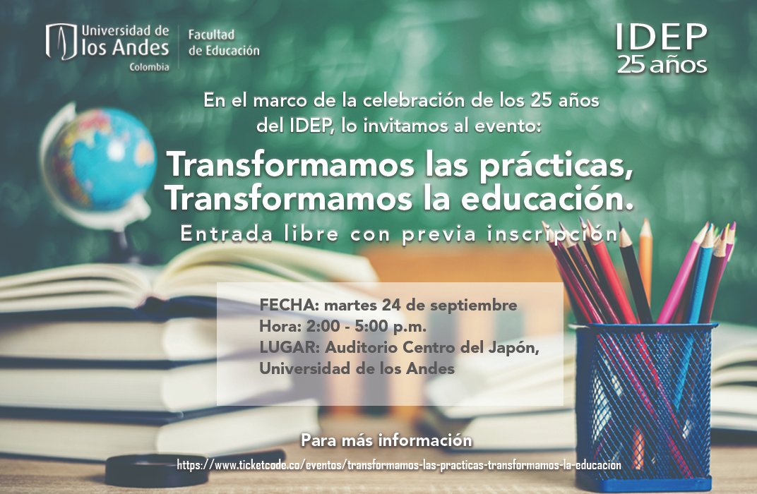 FacuEducacion's tweet photo. En el marco de los 25 años del IDEP, los invitamos al evento Transformamos las prácticas, Transformamos la educación
Entrada libre con previa inscripción: https://t.co/tdRW72DCSw https://t.co/a2QzABdHyV
