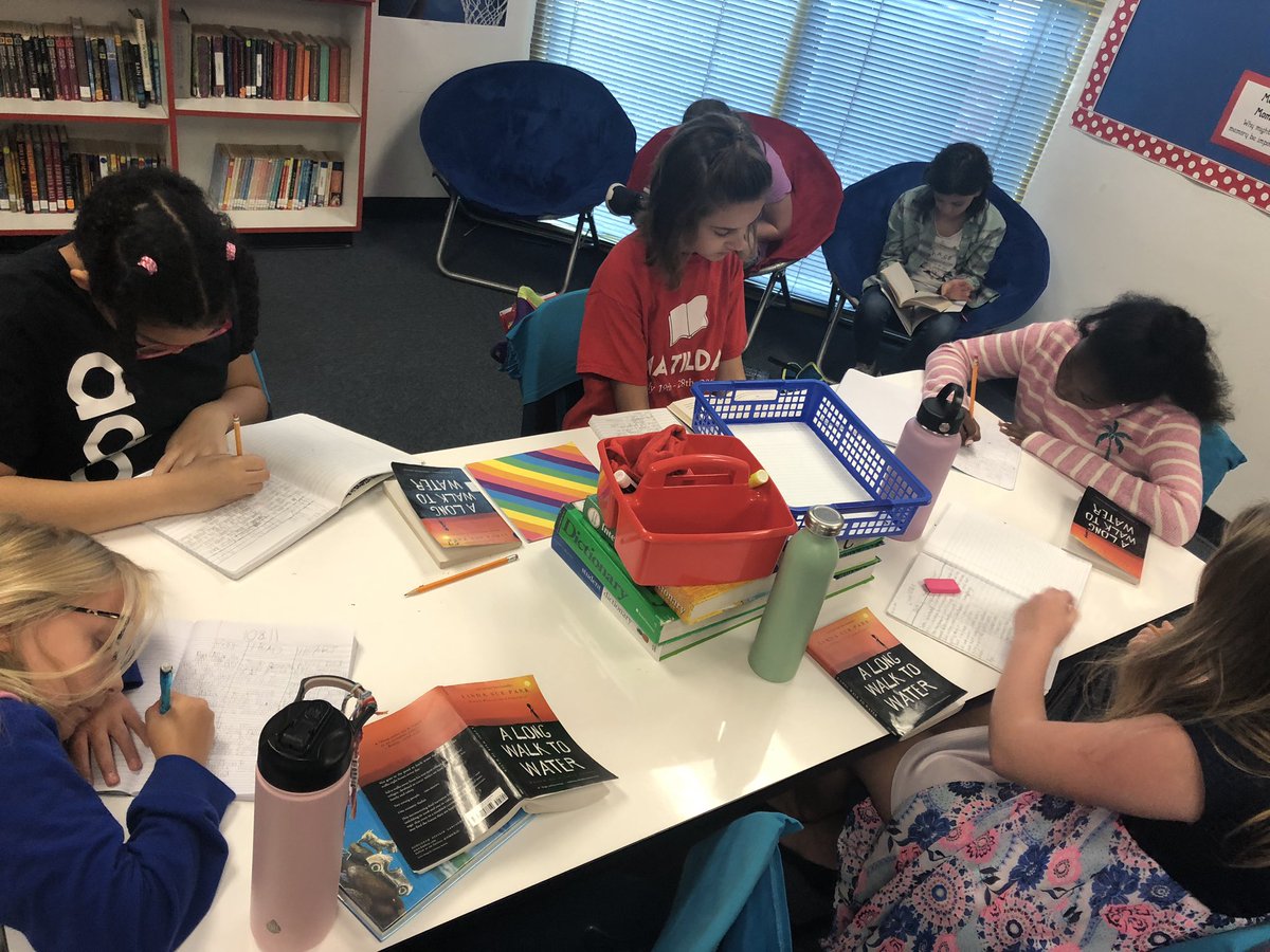 WGILibrarian's tweet photo. If you could read what these kids wrote—AMAZING analyzation and conceptualization over the text! @woodgatemisd #bookheadheart #distuptivethinking #everyonethinking #alongwalktowater https://t.co/D1g3mResE6