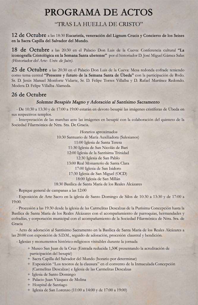 TRAS LA HUELLA DE CRISTO. Solemne Besapiés Magno en Úbeda con motivo de la clausura del año de la Misión Diocesana de Jaén. 26 de Octubre de 2019.