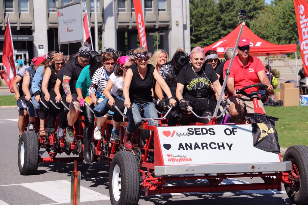 AlbertTawnia's tweet photo. Today as part of @HC2_SC2 @GCWCC_CCMTGC 2019 launch SEDs of Anarchy were Feeling good. Doing good. And last but not least LOOKING GOOD while peddling their Raukus attitude and raising tons of money for @HeartandStroke #BigBike. https://t.co/xEI8CDZ9EK