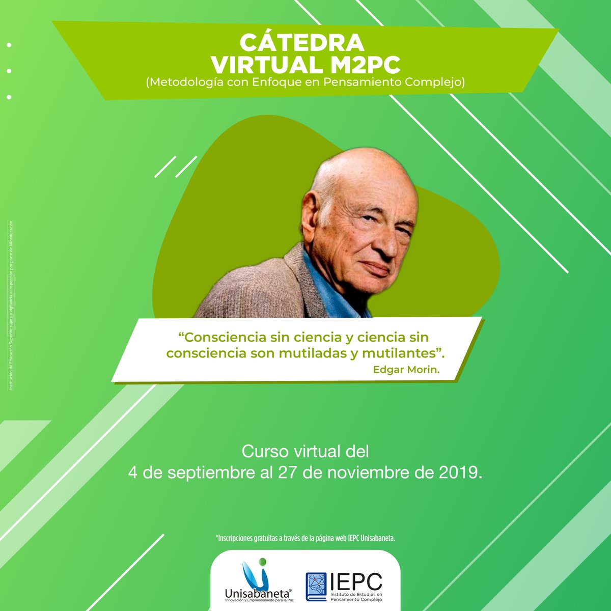 La CÁTEDRA VIRTUAL M2PC busca educar, capacitar e investigar en metodología con enfoque en Pensamiento Complejo.

Ingresa a nuestro canal y conoce nuestra Cátedra M2PC youtube.com/channel/UC6Th4…