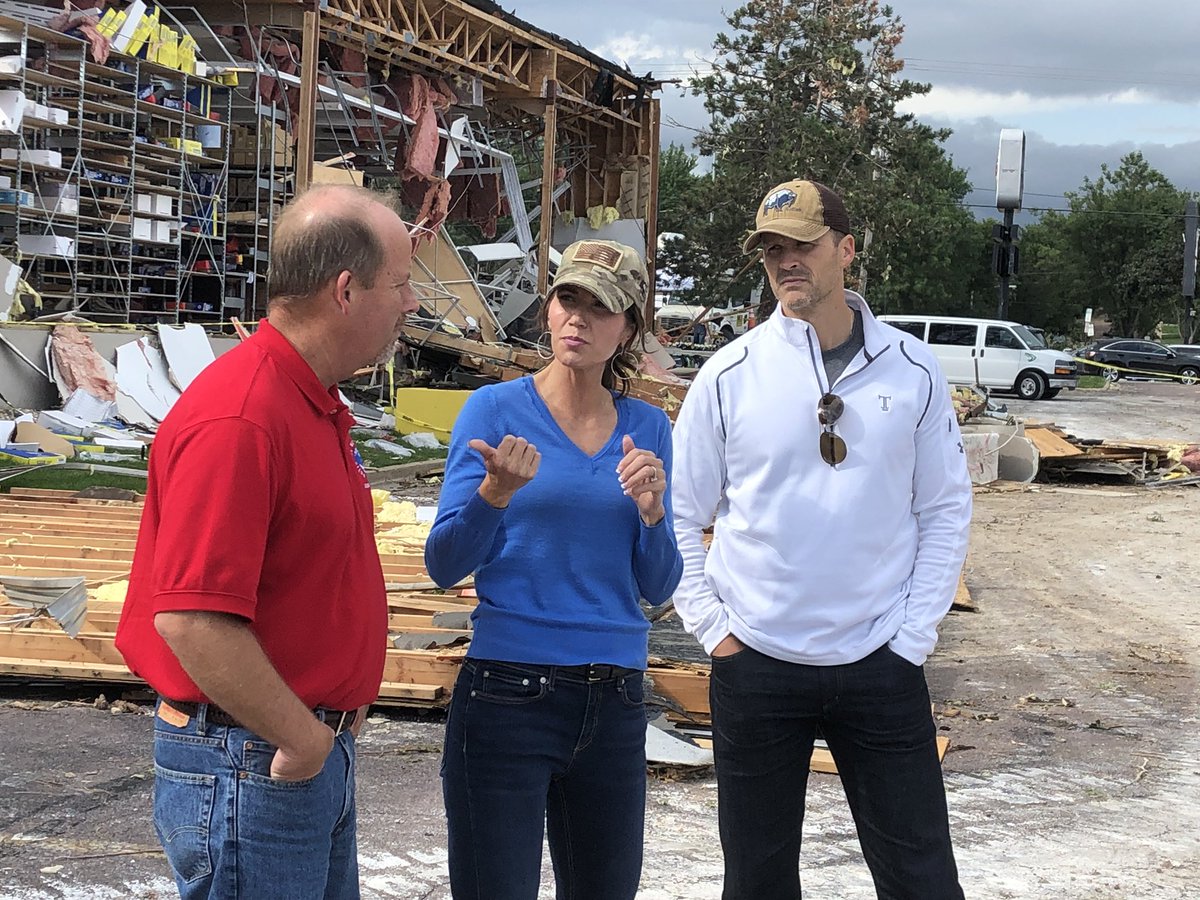 SDGOP's tweet photo. The SDGOP is proud of the relief efforts by our leaders. From the bomb cyclone this spring to the historic flooding and tornados this fall, our leaders have shown true dedication. @govkristinoem @SenJohnThune @SenatorRounds @DustyJohnson @lgrhoden @paultenhaken @lgrhoden https://t.co/hy6Y9JjvGR