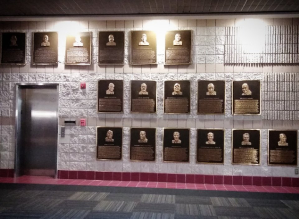 WestRomeAlumni's tweet image. This wall displays plaques for two former #WestRomeHighSchool Head Coaches: @cwinslette1974 and #RodneyWalker #GAAthleticCoachesAssociation #HallofFame