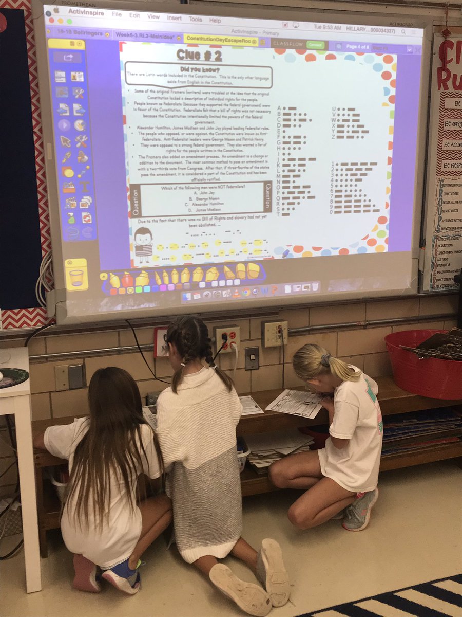mrshudson3rd's tweet photo. @SequoyahElem celebrated Constitution Day in third grade with a Constitution Escape Room game! https://t.co/KBUAHVuOvj