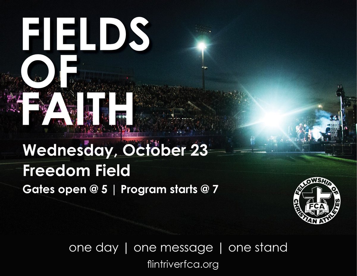 IT'S COMING! BE THERE!
#FieldsofFaith #FreedomField
.
.
#FlintRiverFCA #FCA #FCAcamps #FCACommunity #Coaches #ToandThroughTheCoach #FellowshipofChristianAthletes #CoachesandAthletes #sportsministry #FCAStrong