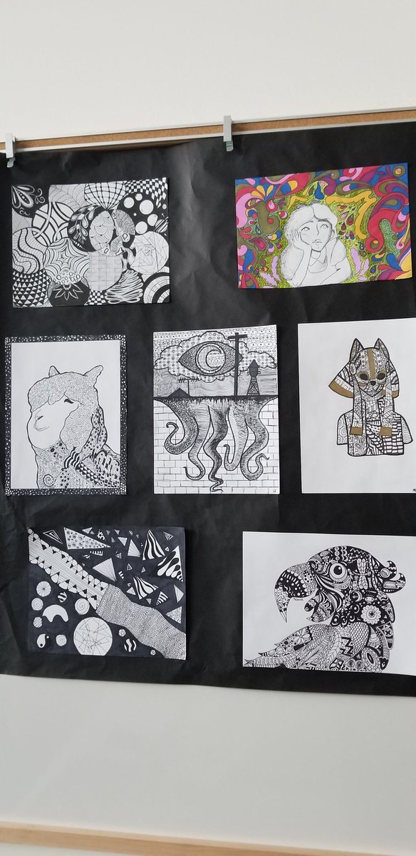 jeniferTech's tweet photo. Designers practice rhythm, balance and pattern with zenTangles #camaspbl #pblchat #DHS https://t.co/dRKIkqrxkj