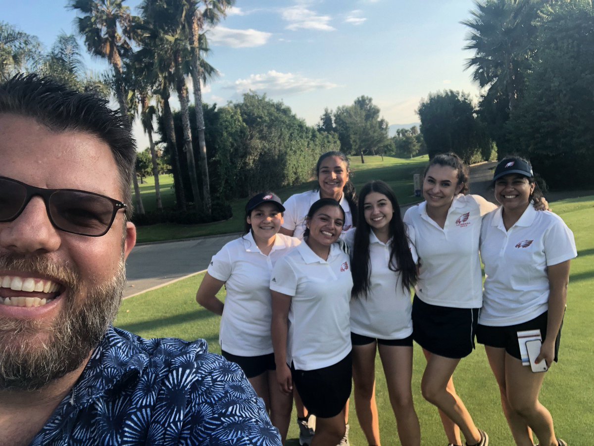 LaSierraHSAthl1's tweet photo. Congratulations go out to Coach Gahagan and his Lady Golfers as they have fought #AllTheWayBack, retooling after winning the RVL championship last season, and winning RVL game #1 Thursday, 342-346 over rival Norte Vista!  Enjoy your spoils!! #EaglesInFlight https://t.co/2AA2YF6Wp2