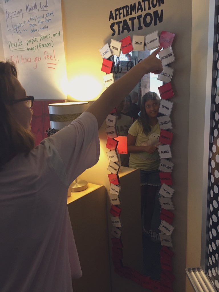 mssullenbarger's tweet photo. I love catching my students ‘pumping themselves up’ at our class Affirmation Station! ❤️🦓 @ZwinkKISD @KleinISD https://t.co/CM5nMrkx47