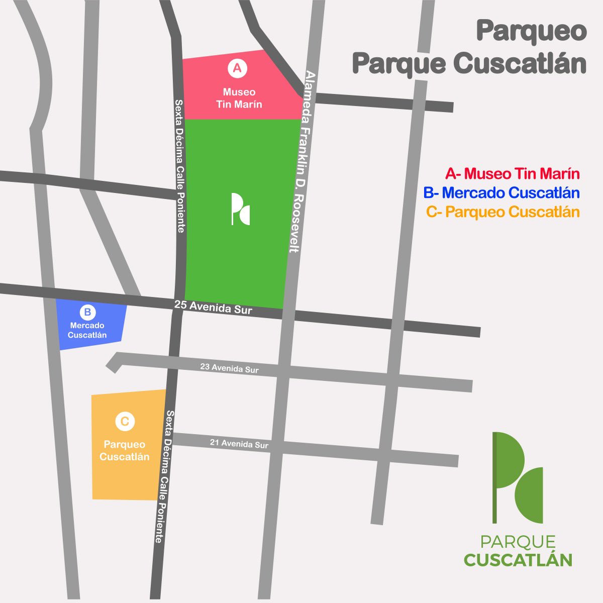 ParqueCuscatlan's tweet photo. Aunque el Parque Cuscatlán no cuenta con estacionamiento autorizado, te dejamos tres sugerencias:

1- Estacionamiento Museo Tin Marín
2- Estacionamiento Mercado Cuscatlán 
3- Estacionamiento Cuscatlán, a dos cuadras del parque (sobre la sexta calle poniente). https://t.co/GNebycgzct