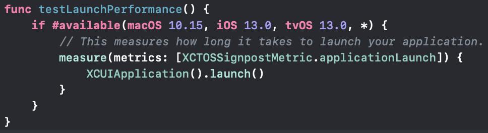 mattie's tweet image. You can measure launch performance with UI tests in latest OSes! Check out XCTOSSignpostMetric.applicationLaunch.