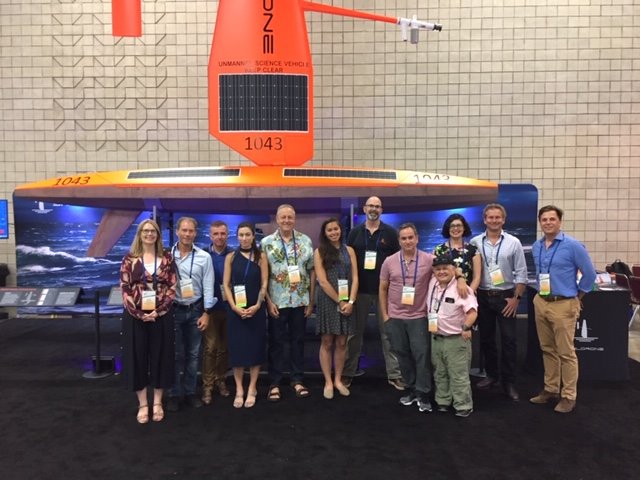EMODnet's tweet photo. Great to personally meet the #EMODnet #AssociatedPartner @saildrone team (and a real-life Saildrone!) @OceanObs19 Check out their Gulf Stream mission on #EMODnet #Physics, the 2nd most viewed (832 visitors) platform last month! Exciting collaborations ahead! #OceanObs19 @EU_MARE https://t.co/52iQKyqIv7