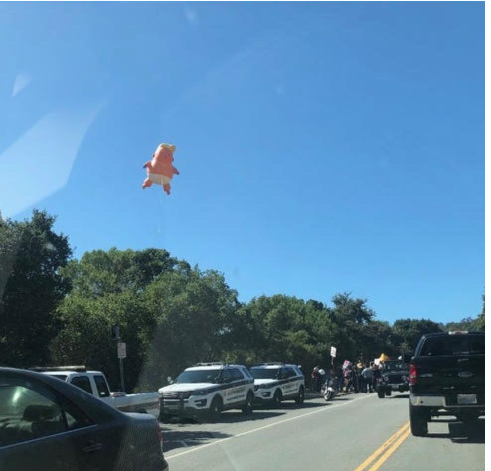 fraziermiller's tweet photo. @realDonaldTrump  visited my small town today for a fundraiser.  Enjoyed seeing this welcome flying above... https://t.co/1dXuy8ILoh
