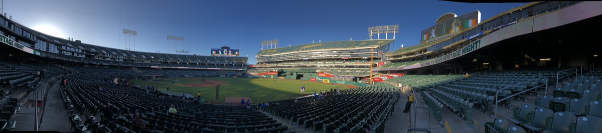 claydb's tweet image. Enjoying batting practice at Oakland Coliseum to watch the A’s and Royals!
