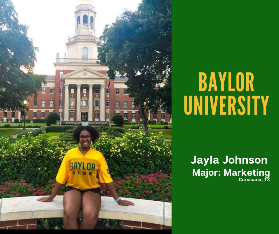 CorsicanaISD's tweet photo. It’s College Day tomorrow at Corsicana High School! Shout out to CHS graduate Jayla Johnson studying Marketing at Baylor University. #FindYourPlace #CollegeisCool #EducationMatters #CorsicanaISD https://t.co/wUKs8Pf27g