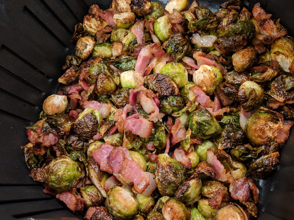 Obsessed with our new air fryer.  These Brussels and bacon are on some restaurant level shit right here 🥓 #keto #ketodiet #wahlsprotocol #paleo #health #foodismedicine #HealthyEating #healthcare #autoimmune #narcolepsy #nomnomnom #foodie #airfryer #perfection